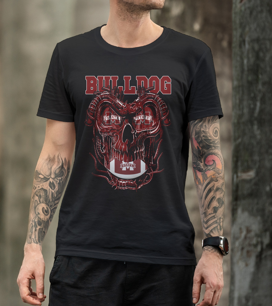 Bulldog Dragonskull Mississippi State M Football T-Shirt