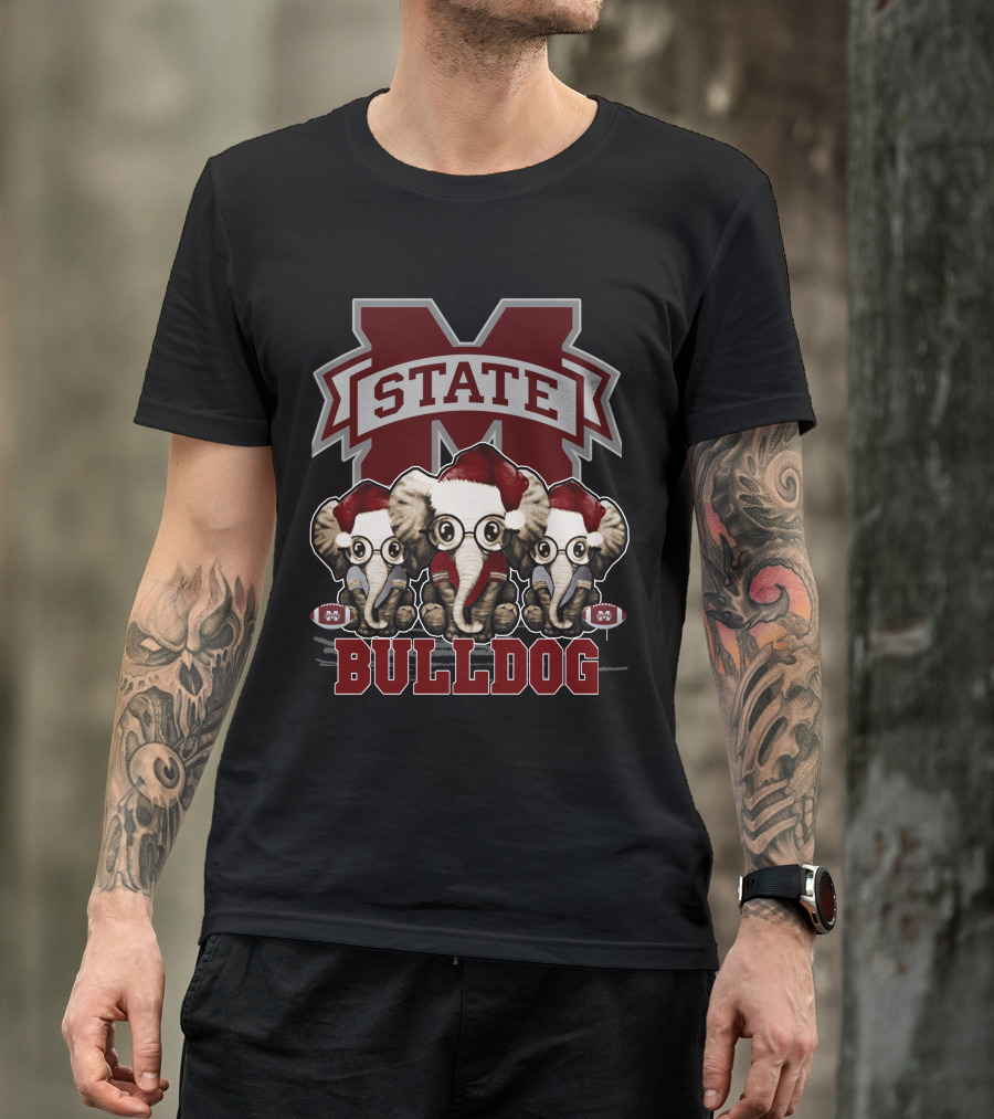 State Bulldog Elephan Xmas Mississippi T-Shirt