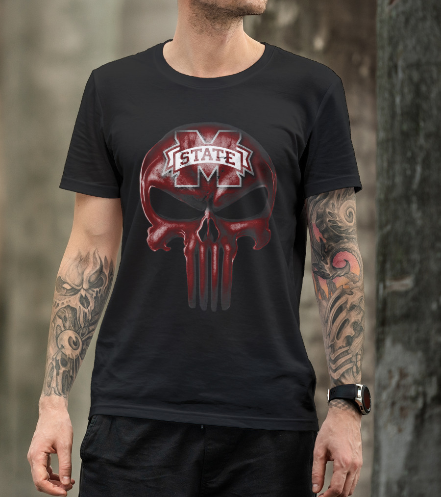 Mississippi State Bulldogs M Logo Skull T-Shirt