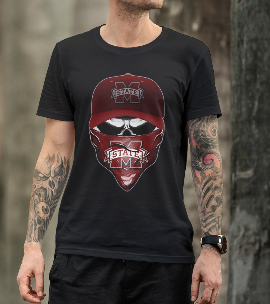 Skull Mississippi State Bulldogs Bandana And Hat T-Shirt