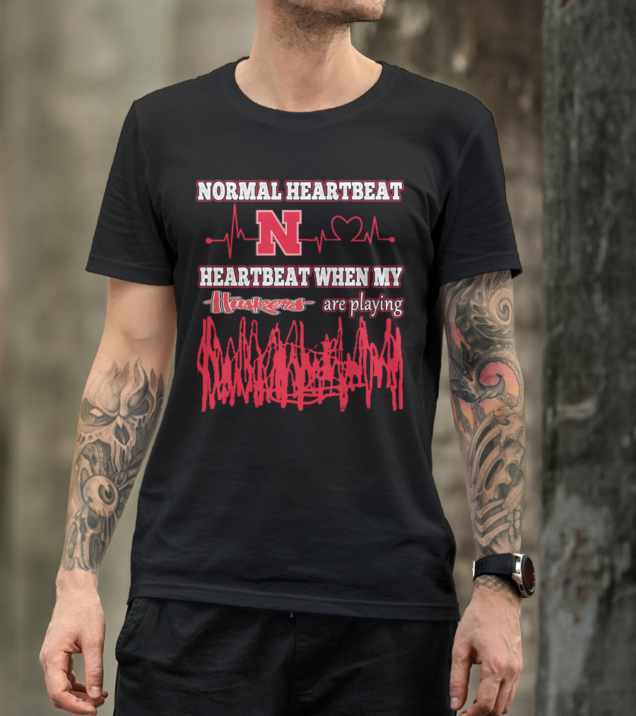 Normal Heartbeat Huskers Heartbeat When My Huskers Are Playing T-Shirt