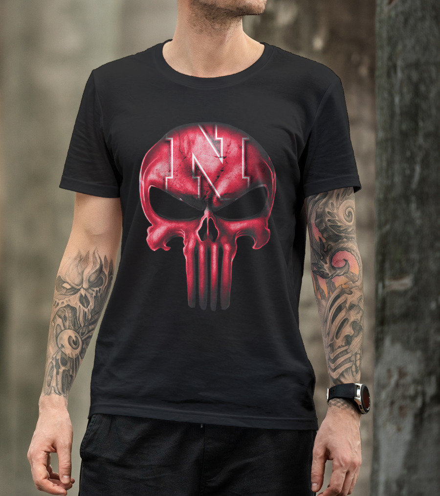 Skull Punisher Logo Nebraska Cornhuskers N T-Shirt