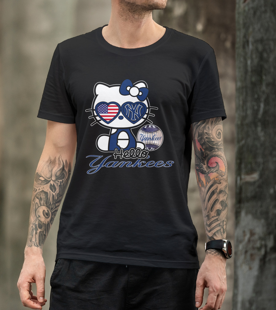 Hello Kitty Yankees American Flag Baseball T-Shirt