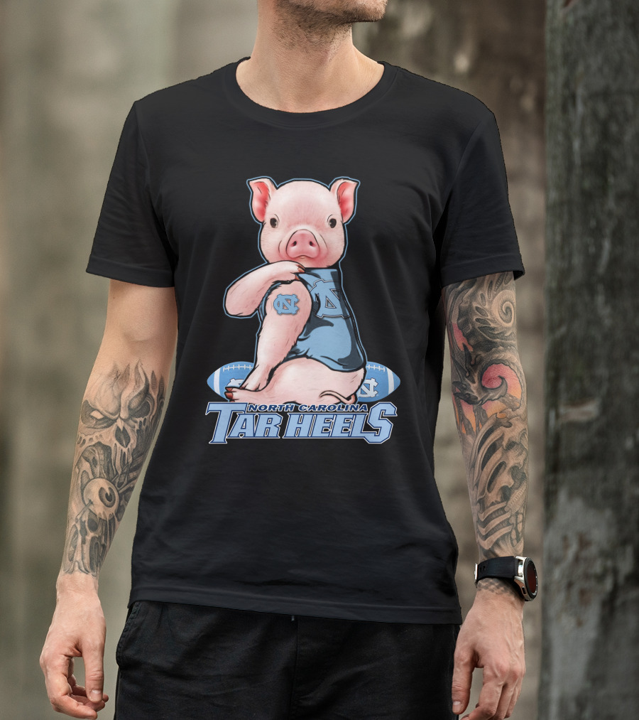 North Carolina Tar Heels Pig With Football And Team T-Shirt