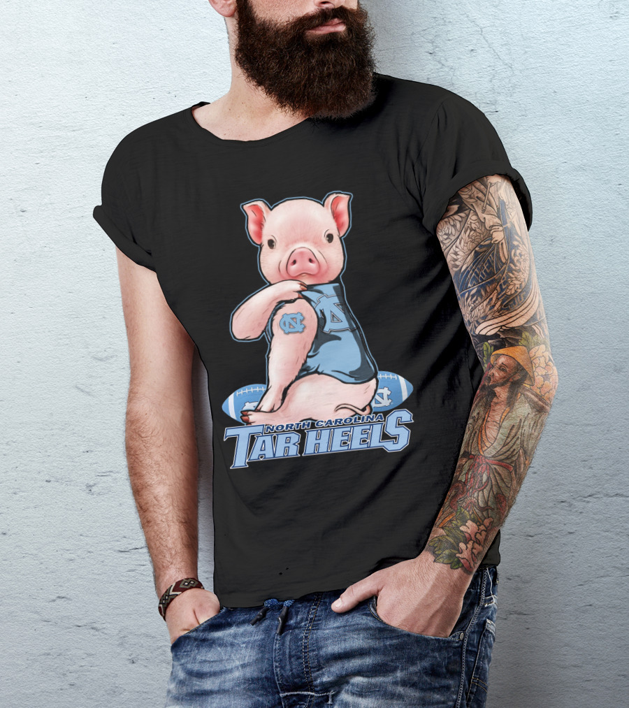 North Carolina Tar Heels Pig With Football And Team T-Shirt