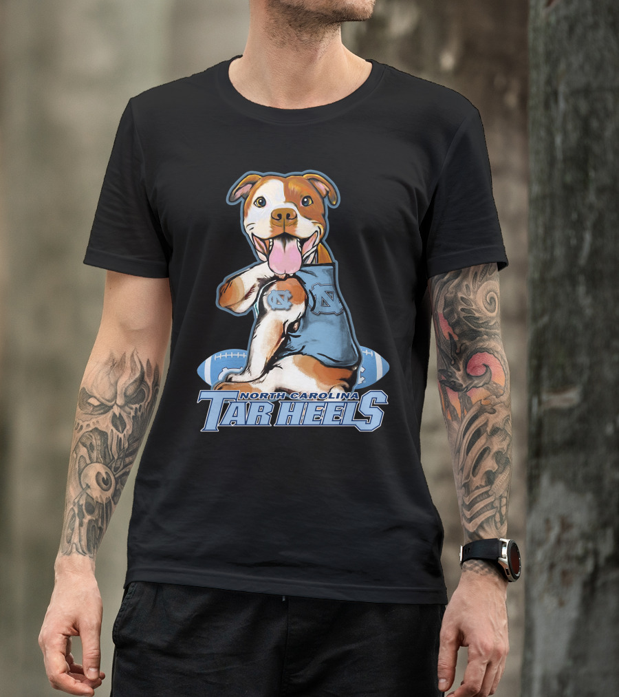 North Carolina Tar Heels Pittbull With Football T-Shirt