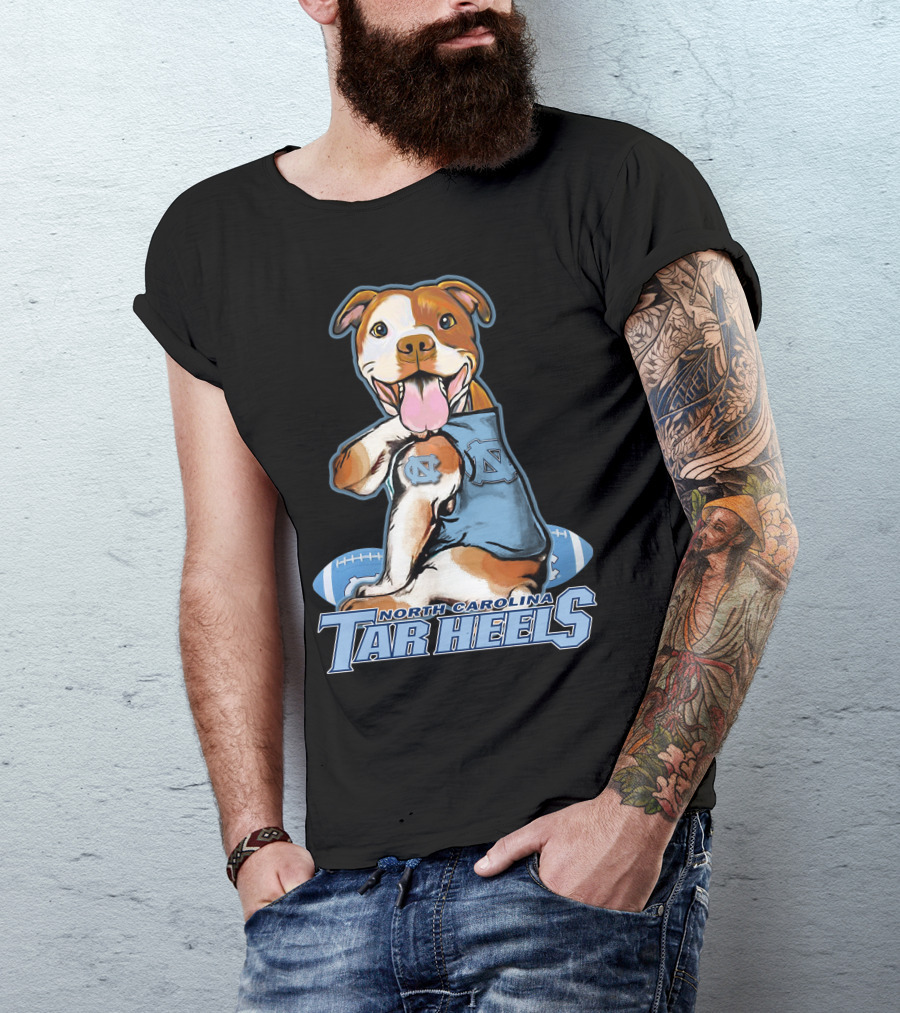 North Carolina Tar Heels Pittbull With Football T-Shirt