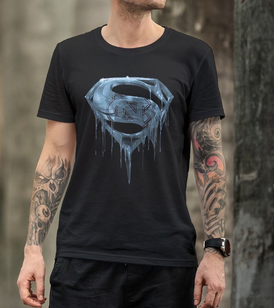 North Carolina Tar Heels Ice Blue Superman Logo Spm T-Shirt