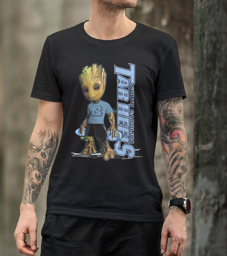 Groot North Carolina Tar Heels Basketball Fan With UNC T-Shirt