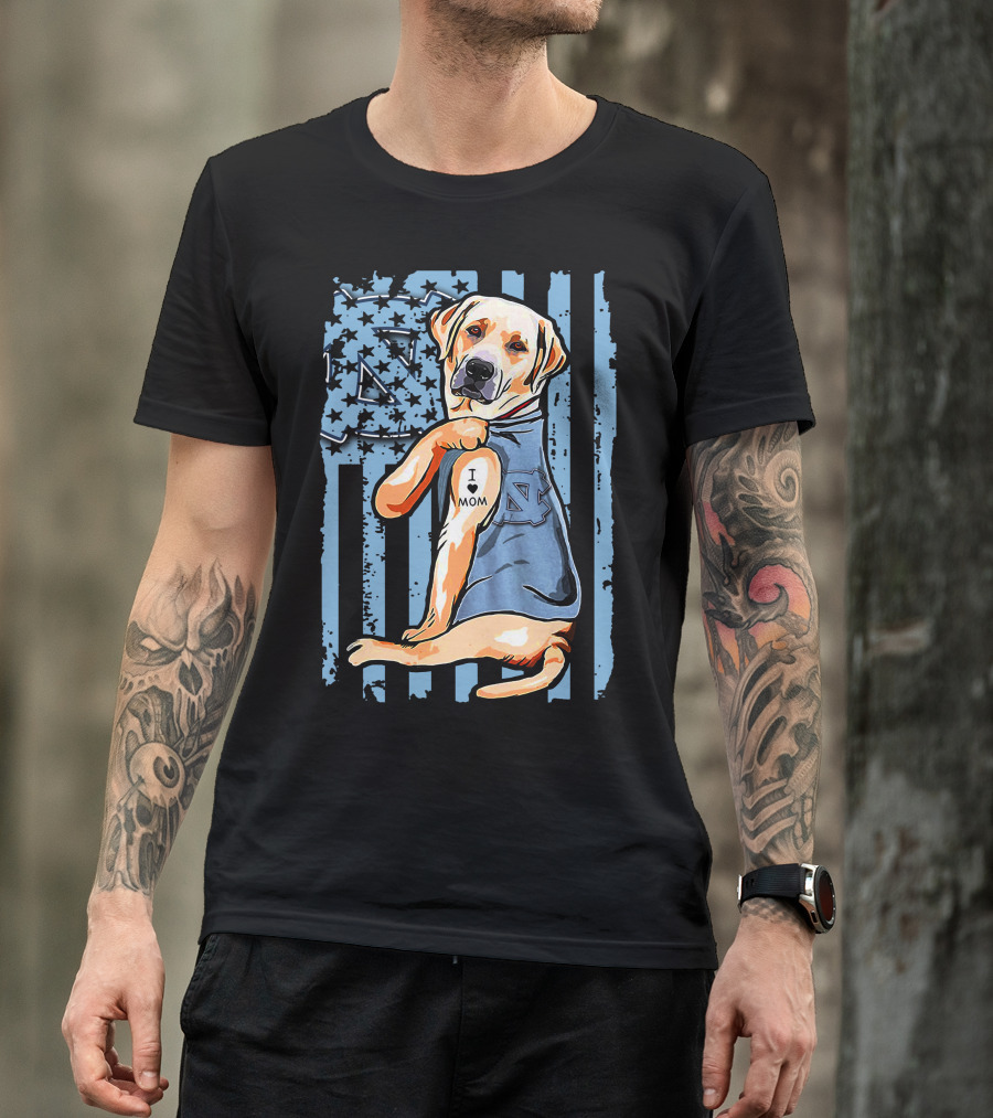 Labrador Retriever I Love Mom North Carolina Tar Heels T-Shirt