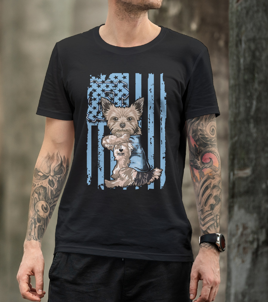 Yorkshire Terrier I Heart Mom North Carolina Tar Heels T-Shirt