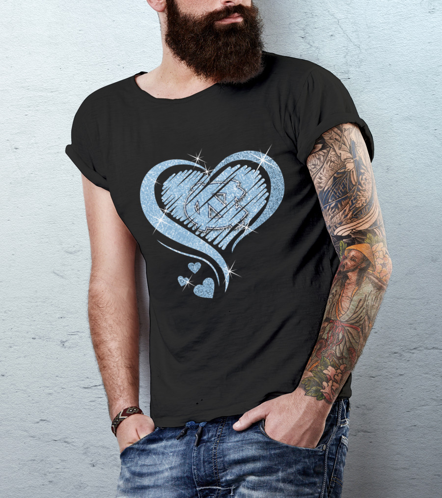 Heart Diamond UNC Tar Heels Logo Sparkle T-Shirt