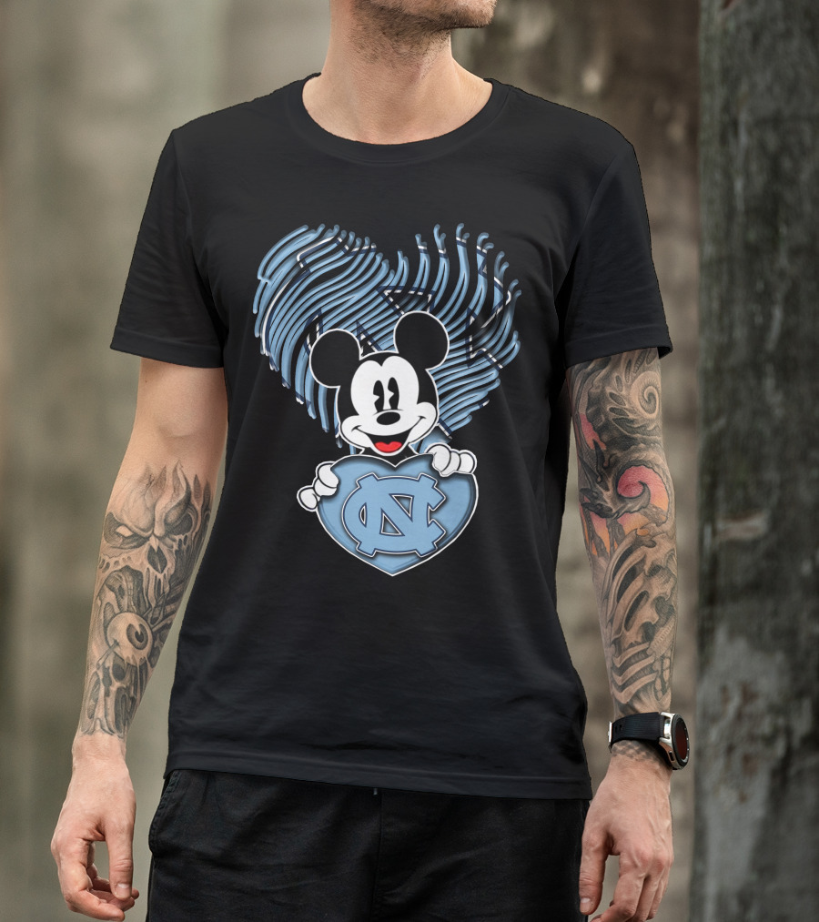 Mick Mouse North Carolina Tar Heels Heart T-Shirt
