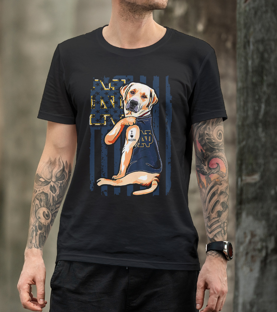 Notre Dame Fighting Irish Labrador Retriever I Love Mom T-Shirt