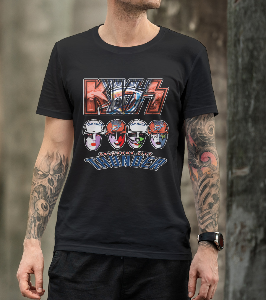 Kiss Oklahoma City Thunder Mascot Face Paint Display T-Shirt