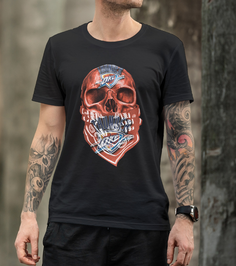 Skull Oklahoma City Thunder Logo Bandana T-Shirt