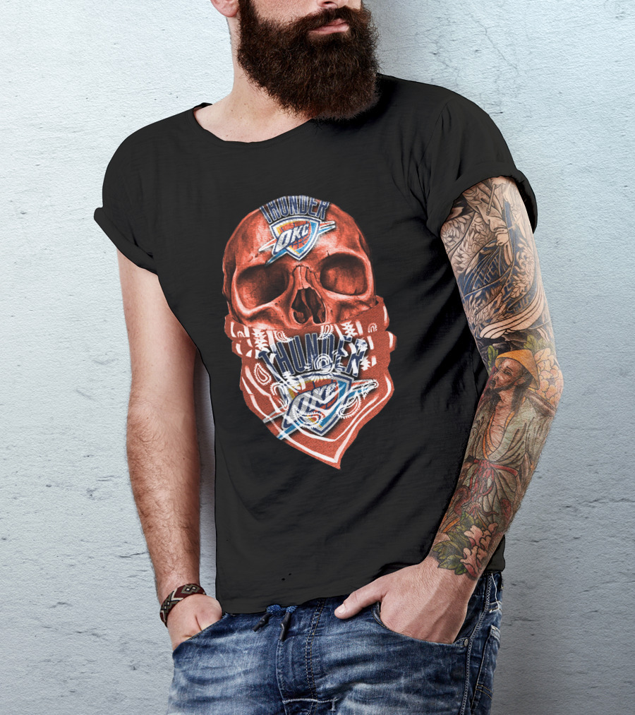 Skull Oklahoma City Thunder Logo Bandana T-Shirt