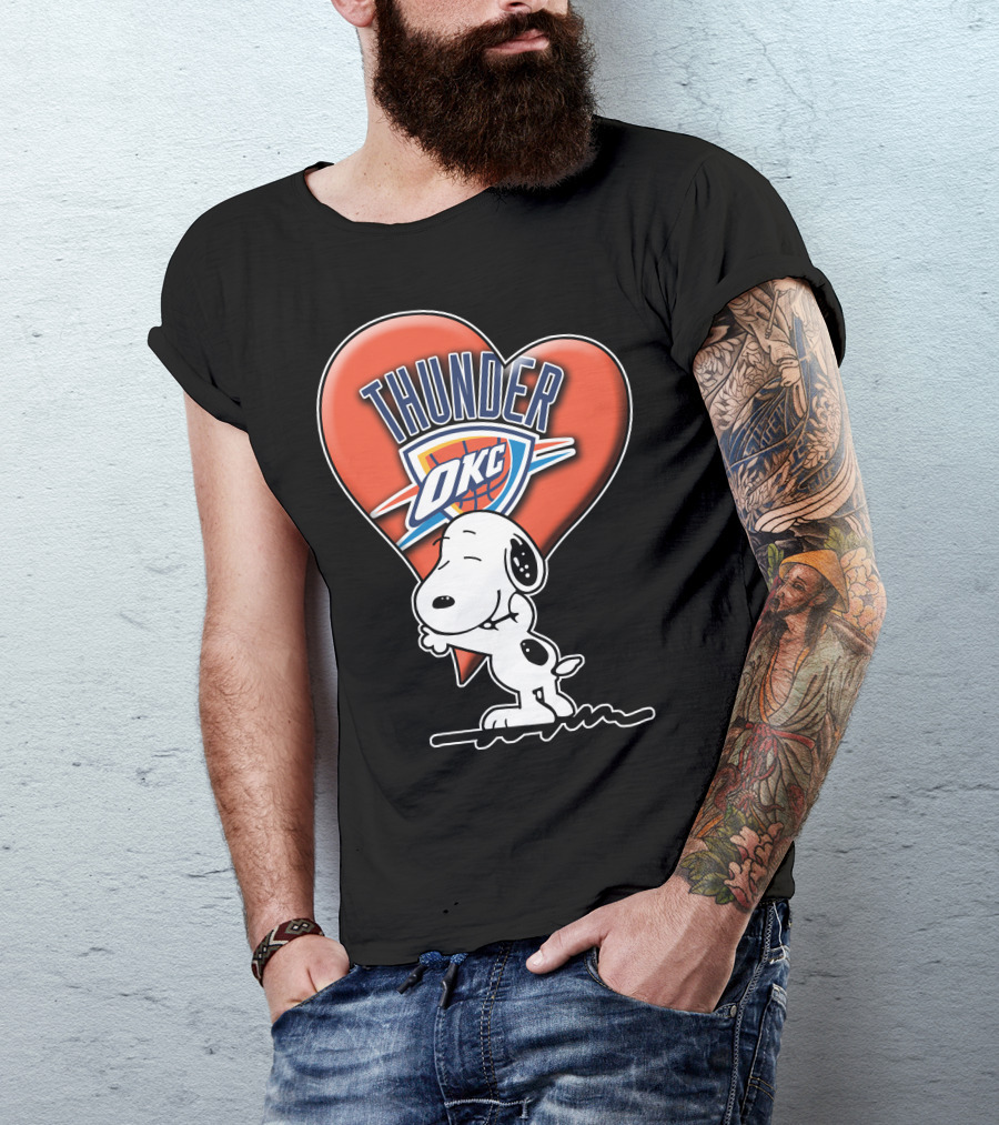 Snp V1 Oklahoma City Thunder Okc Snoopy Heart T-Shirt