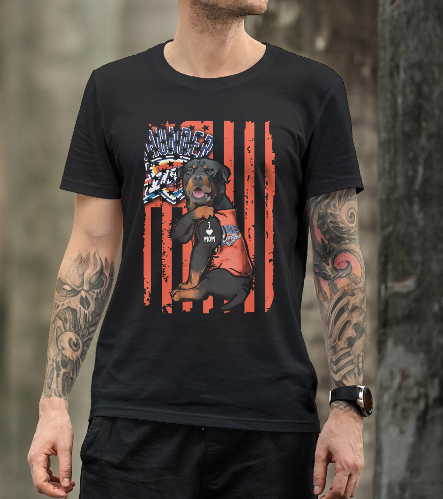 Rottweiler I Love Mom Oklahoma City Thunder Fan T-Shirt