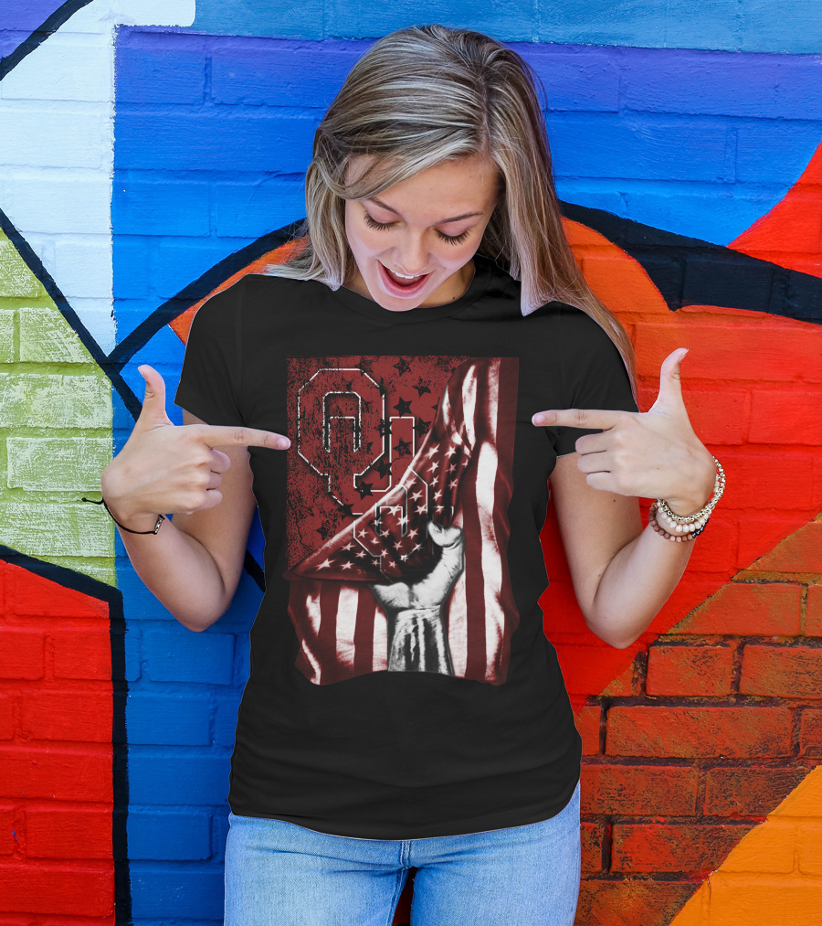 Oklahoma Sooners Flag Stars And Stripes Hand T-Shirt