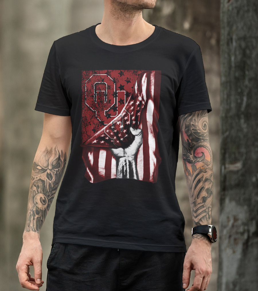 Oklahoma Sooners Flag Stars And Stripes Hand T-Shirt