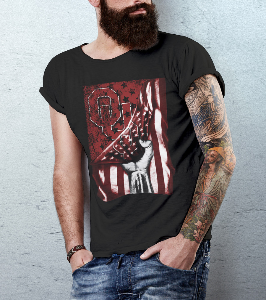 Oklahoma Sooners Flag Stars And Stripes Hand T-Shirt