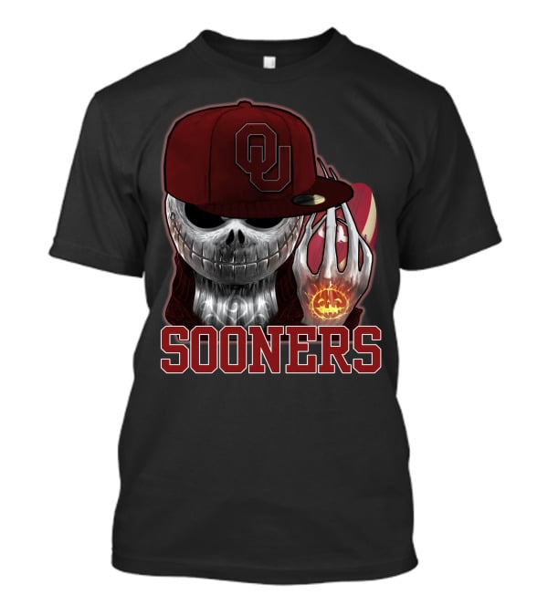 Jackskull Oklahoma Sooners Halloween Skeleton Pumpkin T-Shirt