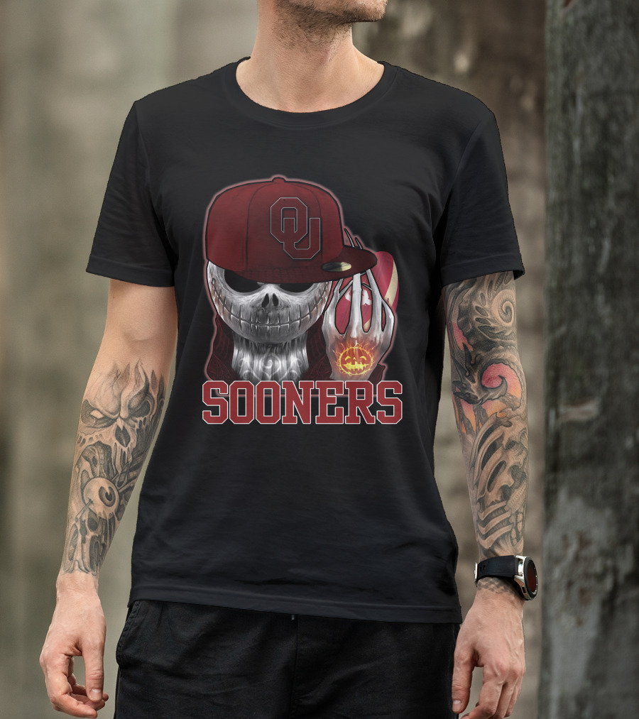 Jackskull Oklahoma Sooners Halloween Skeleton Pumpkin T-Shirt