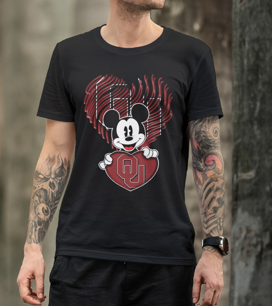 Mick Oklahoma Sooners Heart OU Mickey T-Shirt