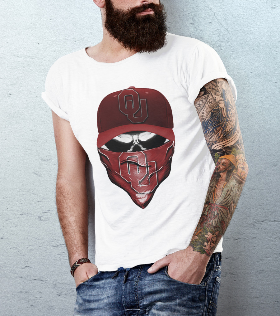OU Skull Red Cap Bandana Oklahoma Sooners T-Shirt
