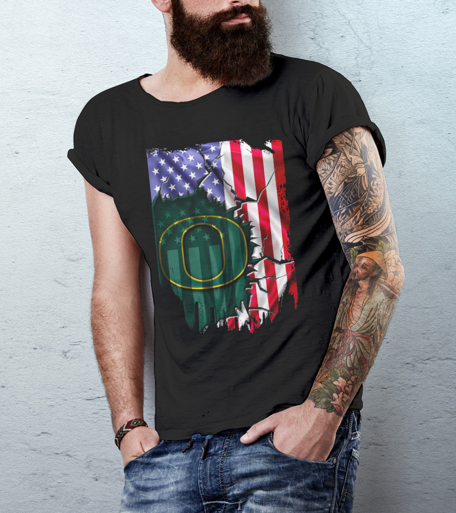 American Flag Oregon Ducks T-Shirt