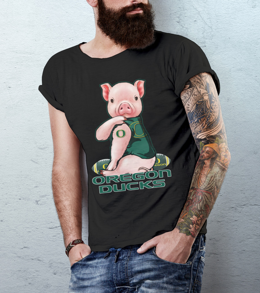Pig Wearing Oregon Ducks Football Jersey T-Shirt