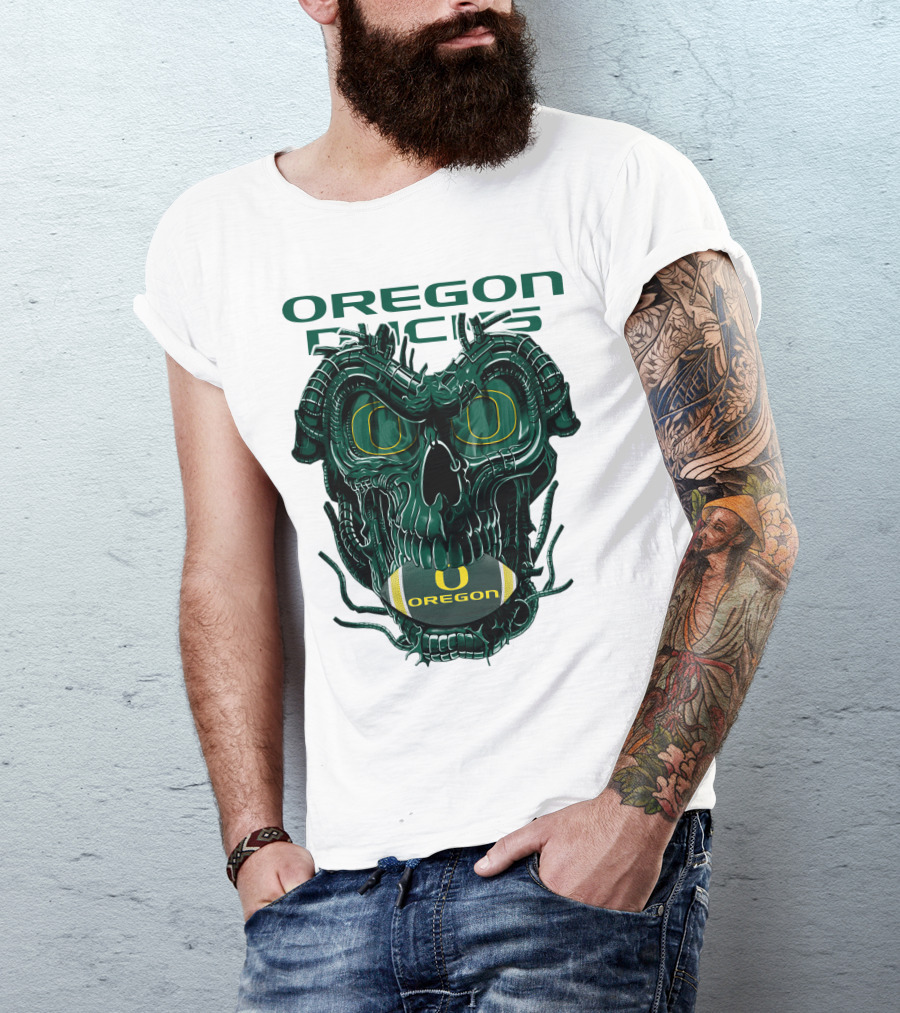 Oregon Ducks Dragonskull Football Fusion T-Shirt