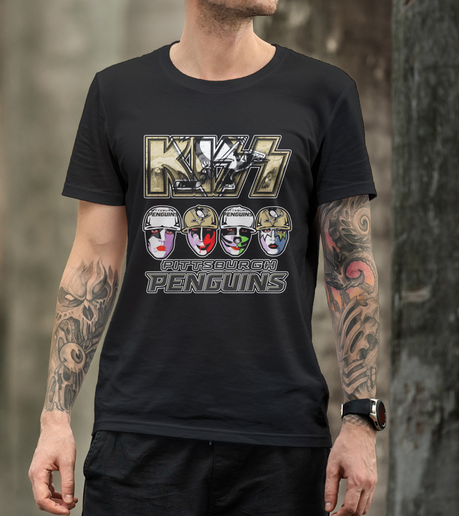 Kiss Pittsburgh Penguins Face Paint Hockey Collaboration T-Shirt