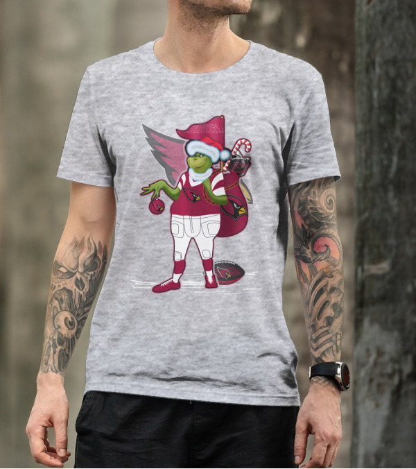 Grinchxmas Arizona Cardinals Christmas Football Fan Holiday Spirit T-Shirt