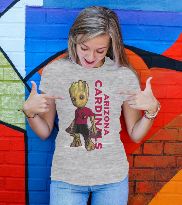 Groot Arizona Cardinals NFL Fan Art With Team Logo And Character T-Shirt