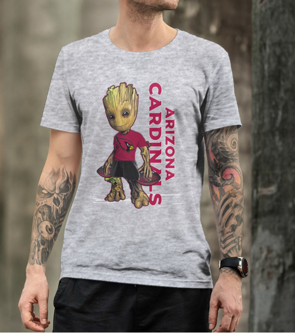 Groot Arizona Cardinals NFL Fan Art With Team Logo And Character T-Shirt