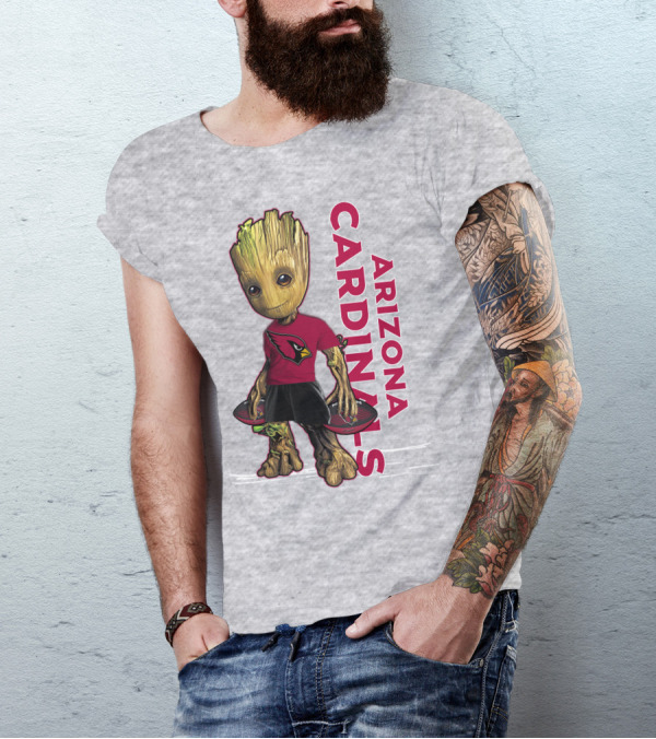 Groot Arizona Cardinals NFL Fan Art With Team Logo And Character T-Shirt