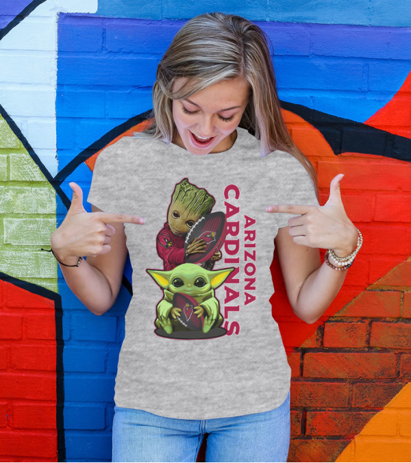 Grzd Arizona Cardinals Groot Baby Yoda Football T-Shirt