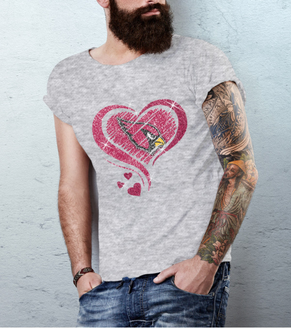 Heart Diamond Arizona Cardinals Sparkle Emblem T-Shirt