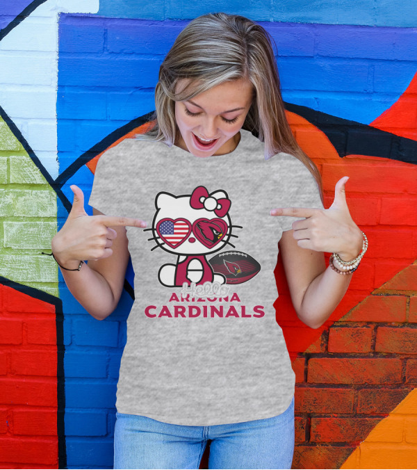 Hello Kitty Arizona Cardinals American Flag Football T-Shirt