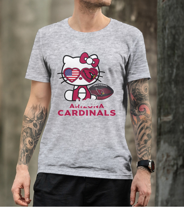 Hello Kitty Arizona Cardinals American Flag Football T-Shirt