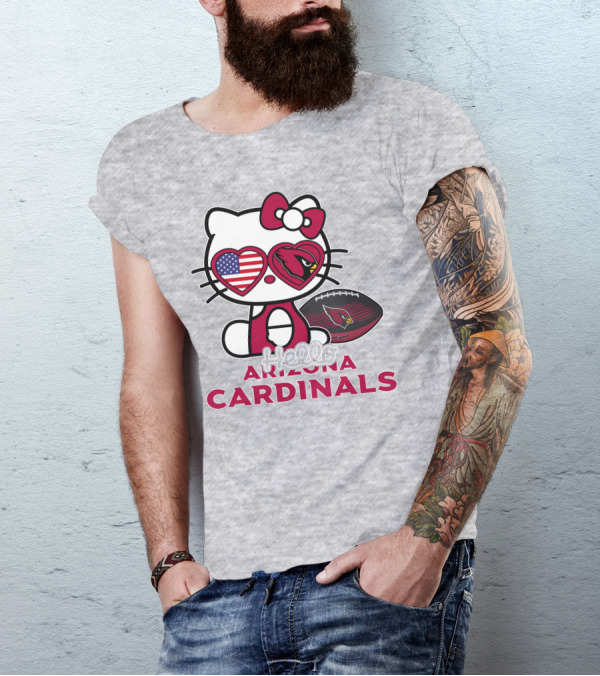 Hello Kitty Arizona Cardinals American Flag Football T-Shirt