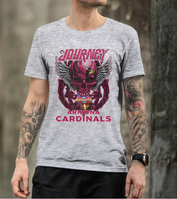 Journey Arizona Cardinals Skull Wings Flame T-Shirt