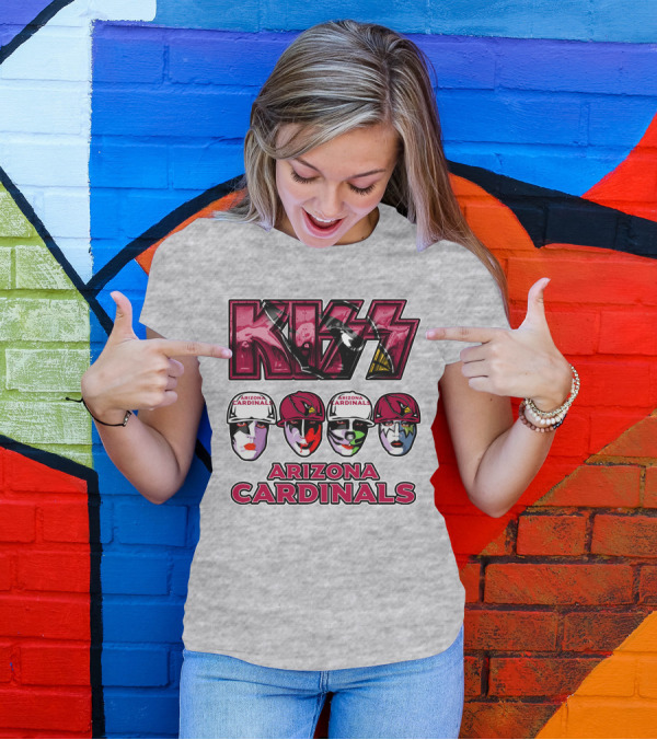 Kiss Arizona Cardinals Rock Band Helmet Faces T-Shirt
