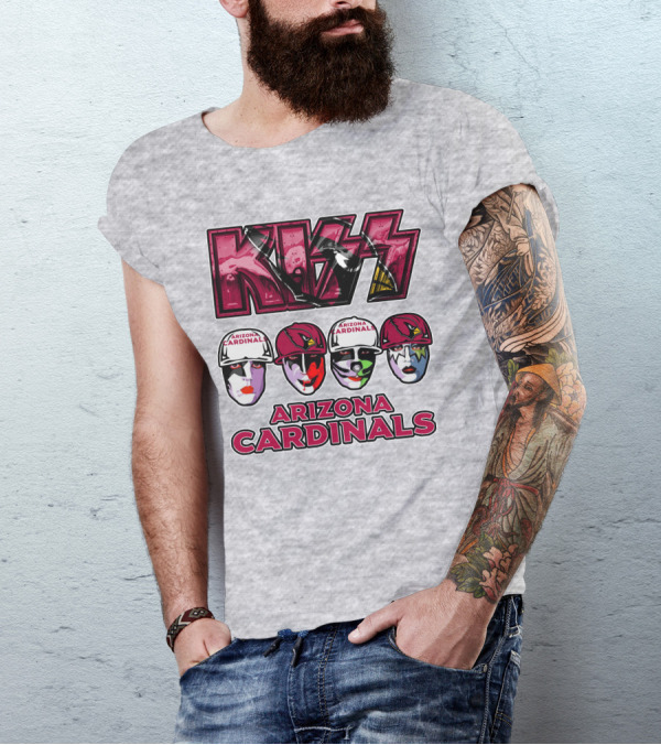 Kiss Arizona Cardinals Rock Band Helmet Faces T-Shirt
