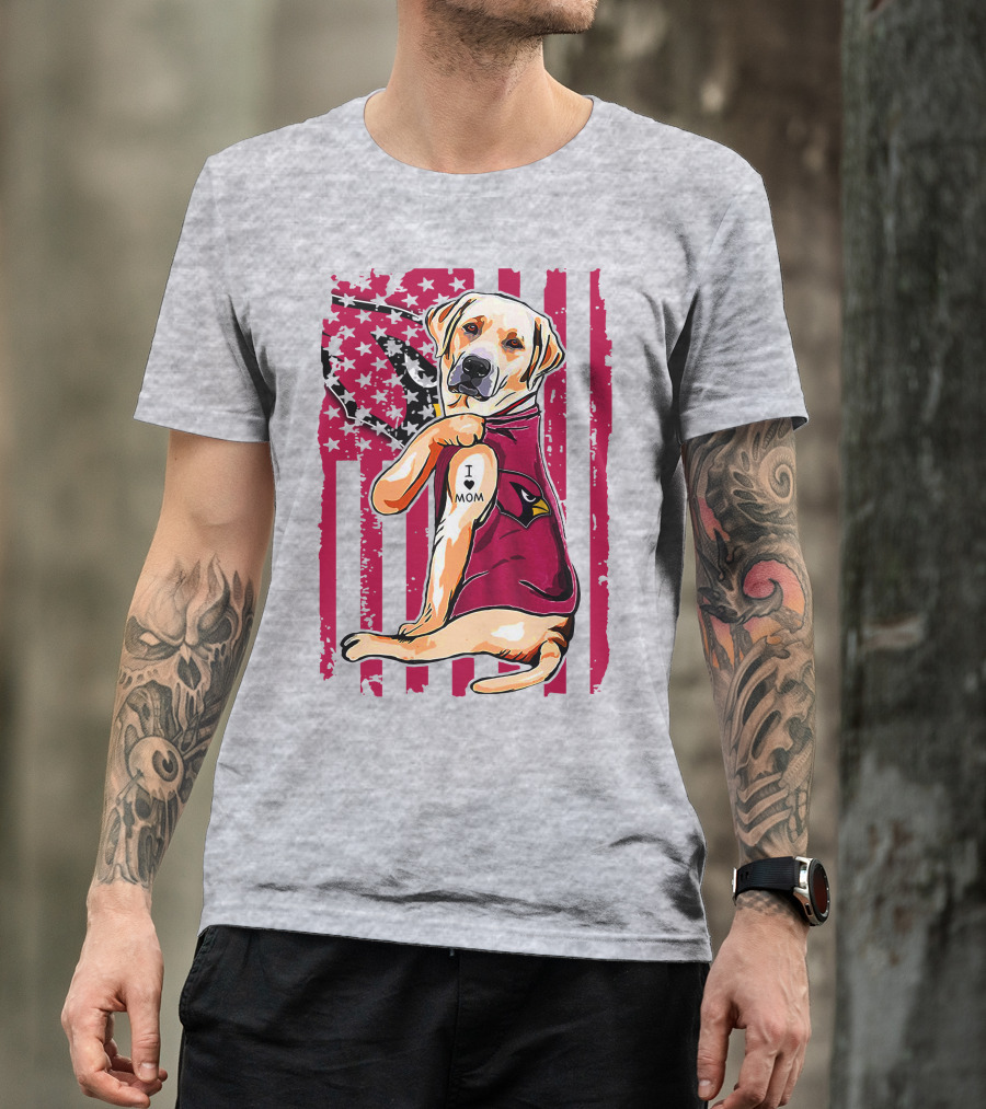 Labrador Retriever I Love Mom Arizona Cardinals Fan T-Shirt