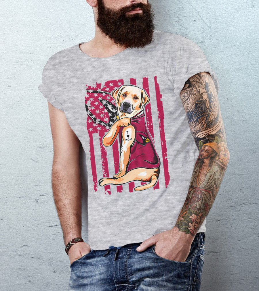Labrador Retriever I Love Mom Arizona Cardinals Fan T-Shirt