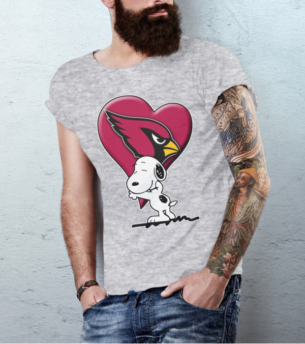 Snoopy Hugging Arizona Cardinals Heart T-Shirt