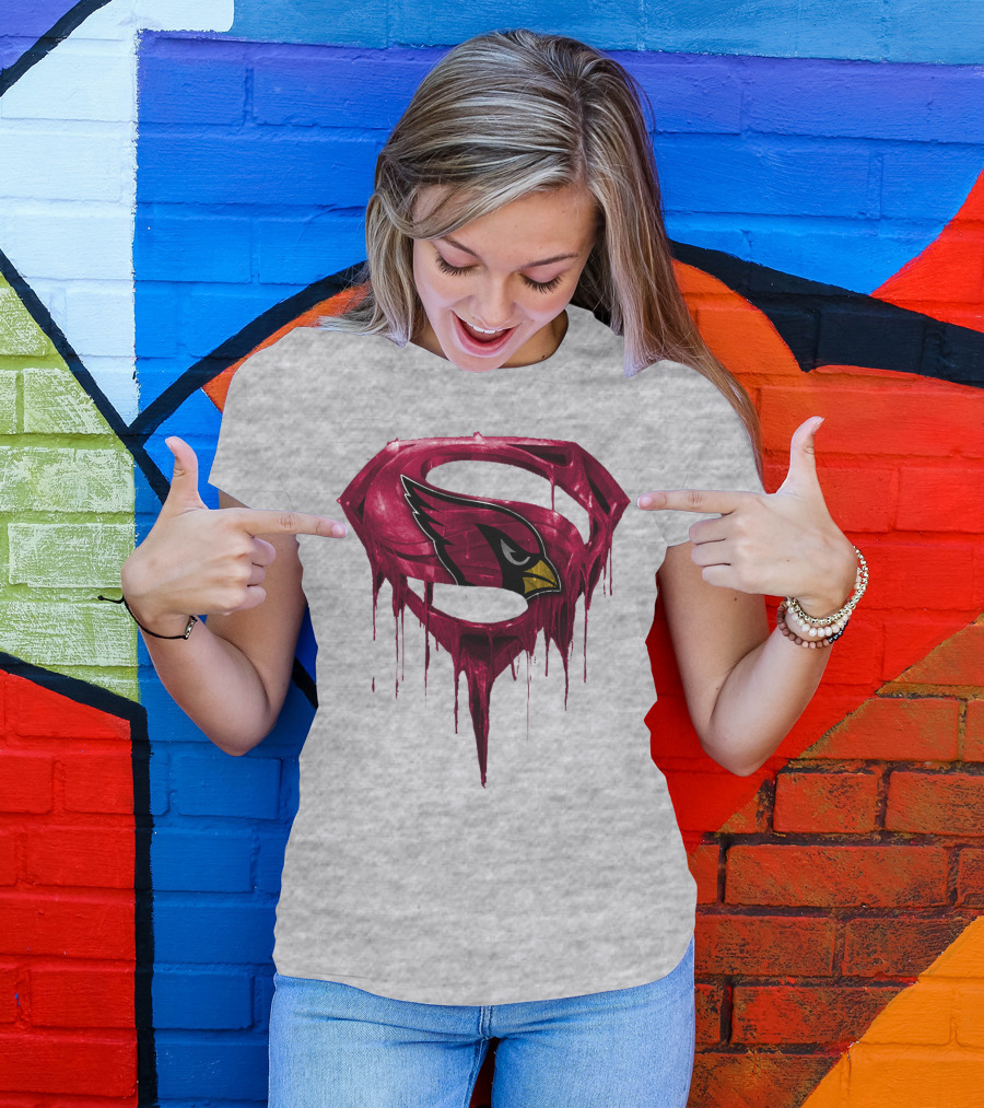 SPM Arizona Cardinals Dripping Super Hero Emblem T-Shirt
